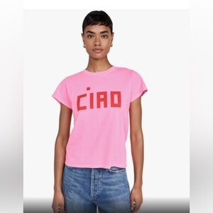 Clare V CIAO pink T-shirt NWT